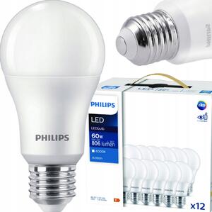 12x LED žárovka Philips E27 - 8W - 806lm - 4000K