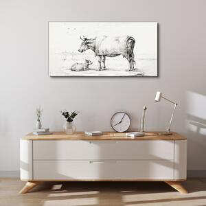 Obraz na plátně Obraz na plátně Kreslení zvířat kráva tele