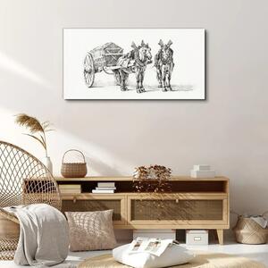 Obraz na plátně Obraz na plátně Kreslení zvířat koně vozík