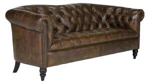 Masivní pohovka Chesterfield Shelford, pravá kůže, hnědá – 196×89×85 cm