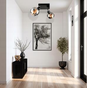 BERGE Skleněná LED stropní lampa 2xE27 - kouřová koule