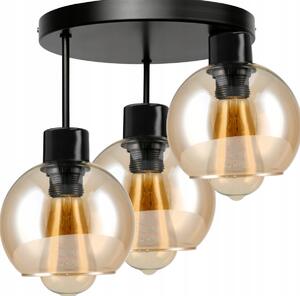 BERGE Skleněná LED stropní lampa 3xE27 - jantarová barva