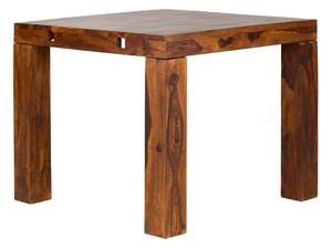 Masivní jídelní stůl Cubus z palisandru, lakovaný, hnědý – rozkládací 90×90 cm