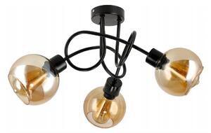 BERGE Skleněná LED stropní lampa 3xE27 - jantarová barva
