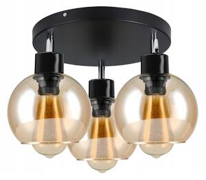 BERGE Skleněná LED stropní lampa 3xE27 - jantarová barva