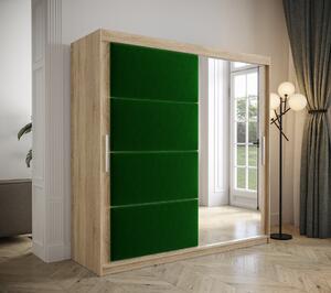 Šatní skřín Tempica 200cm se zrcadlem, sonoma/zelený panel