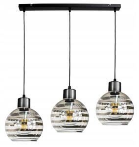 BERGE Skleněná LED závěsná lampa 3xE27 - kulové horizontální pruhy