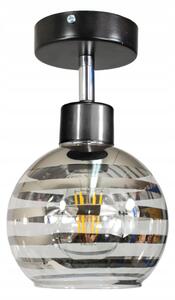 BERGE Skleněná LED závěsná lampa 1xE27 - kulička s horizontálními pruhy