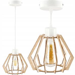 BERGE Stropní závěsná lampa bílá dřevěná diamantová