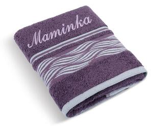 BELLATEX Froté ručník Vlnka se jménem MAMINKA burgundy 50x100 cm