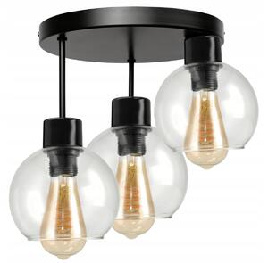 BERGE Stropní závěsná lampa 3xE27 - průhledná skleněná koule
