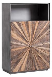 Masivní komoda Highboard Derby z recyklovaného dřeva a kovu, lakovaná, šedá – 90×45×145 cm