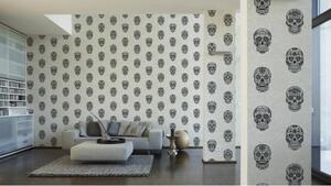A.S. Création | Vliesová tapeta na zeď Club Tropicana 35817-1 | 0,53 x 10,05 m | bílá, černá, šedá