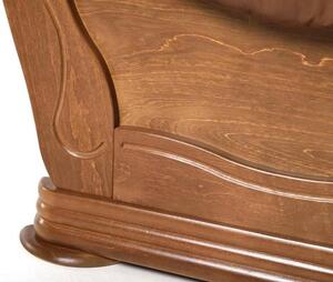 Kožená sedací souprava Baron LUX 3+1+1, béžová s dřevem kalvados (k11 / 5)
