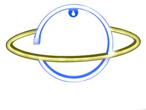 ACA DECOR Neonová lampička - Saturn, modrá + žlutá barva