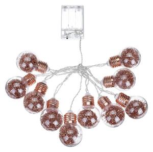 ACA DECOR LED Vánoční girlanda - Žárovičky v měděné barvě, teplá bílá, 2xAA, 160 cm