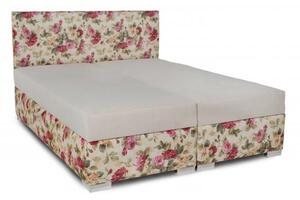 Čalouněná manželská postel VIVA, 200x180, květy/béžová (2108/aston 1)