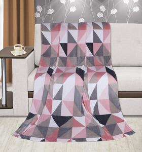 BELLATEX Přikrývka Kemping PLUS růžové trojúhelníky 150x200 cm