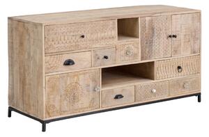 Masivní skříňka pod umyvadlo Laos z mangového dřeva, lakovaná, přírodní barva – 146×50×76 cm