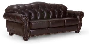 Pohovka Chesterfield Hereford 3-místná z pravé kůže, hnědá