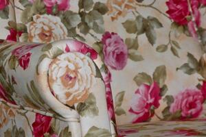 Křeslo Ušák AS vintage s podnožkou v květinovém vzoru, květinový vzor / ořech (2108)