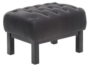 Masivní taburet Chesterfield Kingsfield z pravé kůže, černý – 61×46×43 cm