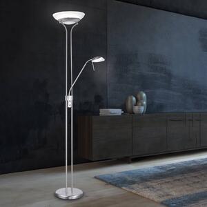 FISCHER & HONSEL Bazénová stojací lampa LED s ramenem na čtení, funkce, stmívatelný, Hliník / šedá / zinek, Obývací pokoj / jídelna, kov, Moderní, Lampička na čtení