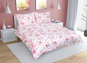 BELLATEX Povlečení bavlna na dvoudeku růžový květ s pruhem 1x 200x200, 2ks 70x90 cm