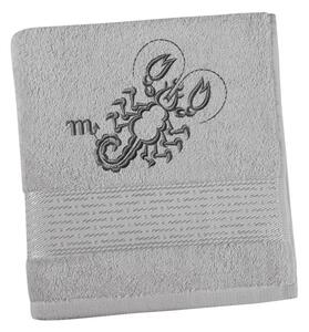 BELLATEX Froté ručník proužek s výšivkou znamení zvěrokruhu šedá 50x100 cm