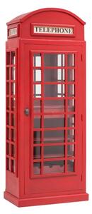 Masivní barová skříň „Telefonní budka“, lakovaná, červená – 78×44×200 cm