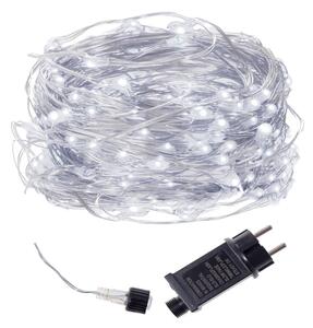 LED řetěz Nano - 10m, 100LED, 8 funkcí, IP44, studená bílá