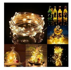 LED řetěz Nano - 10m, 100LED, 3xAA, teplá bílá
