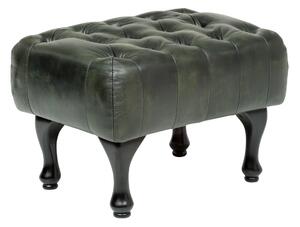 Masivní taburetka Chesterfield Pittsfield z pravé kůže, zelená – 60×45×42 cm