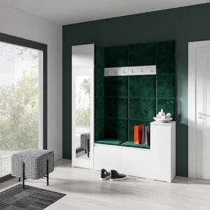 Předsíňová stěna Emi 29 - bílá Barva panelů: Tmavě zelená - Trinity 28