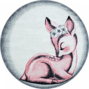 Hans Home | Dětský kusový koberec Bambi 850 pink kruh - 120x120 (průměr) kruh