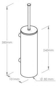 WC štětka s krytým stojanem na stěnu, matný nerez