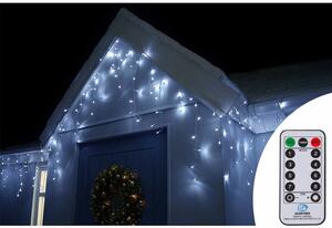 LED krápníky - 14,5m, 300LED, 8 funkcí, ovladač, IP44, studená bílá