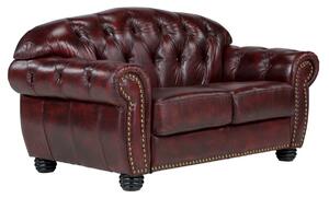 Pohovka Chesterfield Hereford 2-místná z pravé kůže, červená