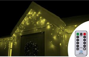 LED krápníky - 14,5m, 300LED, 8 funkcí, ovladač, IP44, teplá bílá