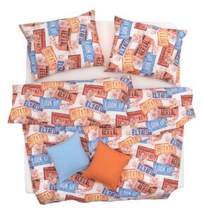 Povlečení FINO DESIGN america oranžovomodrá 140 x 200/70 x 90 cm
