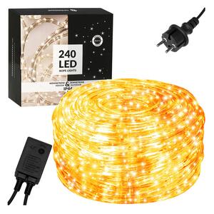 LED světelná hadice - 10m, 240LED, 8 funkcí, IP44, teplá bílá