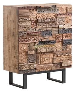 Masivní komoda Highboard v Grónsku z mangového dřeva, lakovaná, hnědá