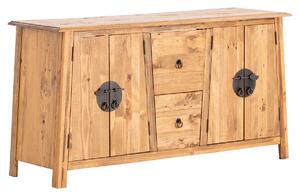 Masivní umyvadlová skříňka Rangún z borovice, lakovaná, hnědá – 140×45×75 cm
