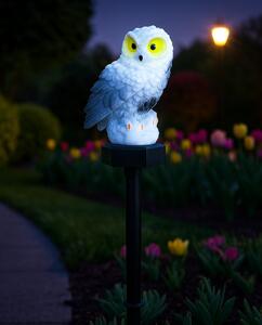 Solární zahradní lampa – Sova na zapichovacím stojanu Barva: Studená bílá