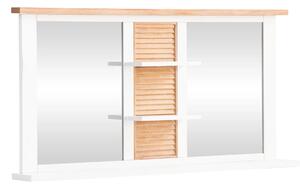 Masivní koupelnové zrcadlo Capera z borovice, lakované, bílé/hnědé – 140×70 cm