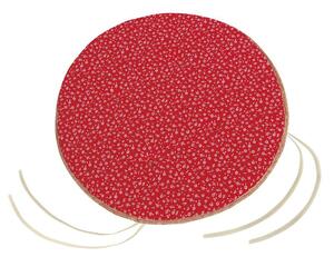 Bellatex Sedák Adéla kulatý hladký průměr 40 cm červený kvítek