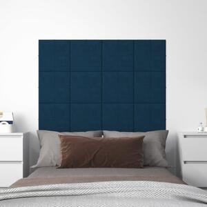 Nástěnné panely 12 ks modré 30 x 30 cm samet 1,08 m²