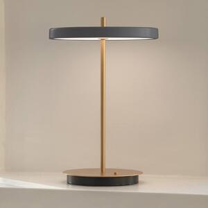 UMAGE LED stolní lampa na baterie Asteria Move antracit/mosaz 31 cm, stmívatelný, Mosaz / zlato, Obývací pokoj / jídelna, kov, Design