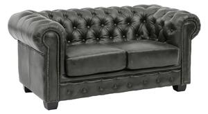 Dvoumístná pohovka Chesterfield z pravé kůže, zelená – 155×90×72 cm