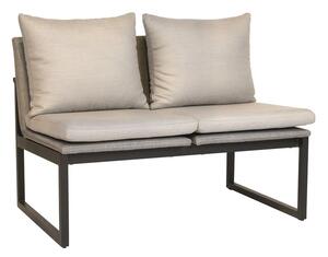 Stern 2-místná jídelní lavice Tammo, Stern, 110x75x85 cm, rám lakovaný hliník černý (black matt), výplet textilen linen grey, venkovní látka cream